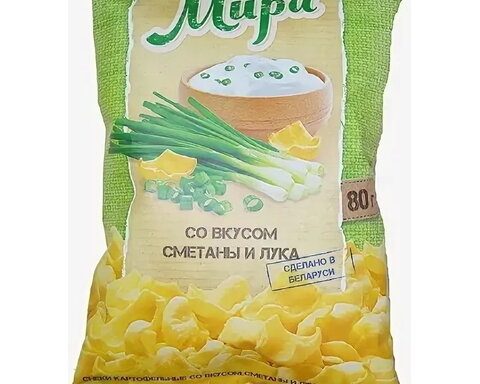 Снэки картофельные МИРА со вкусом сметаны и лука 80 г